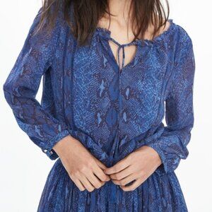 Banana Republic Blue Snakeskin Long Sleeve Dress Small